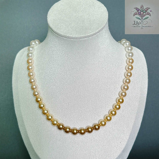 8mm Crystal Pearl Necklace Harry Styles Gradient Yellow Color