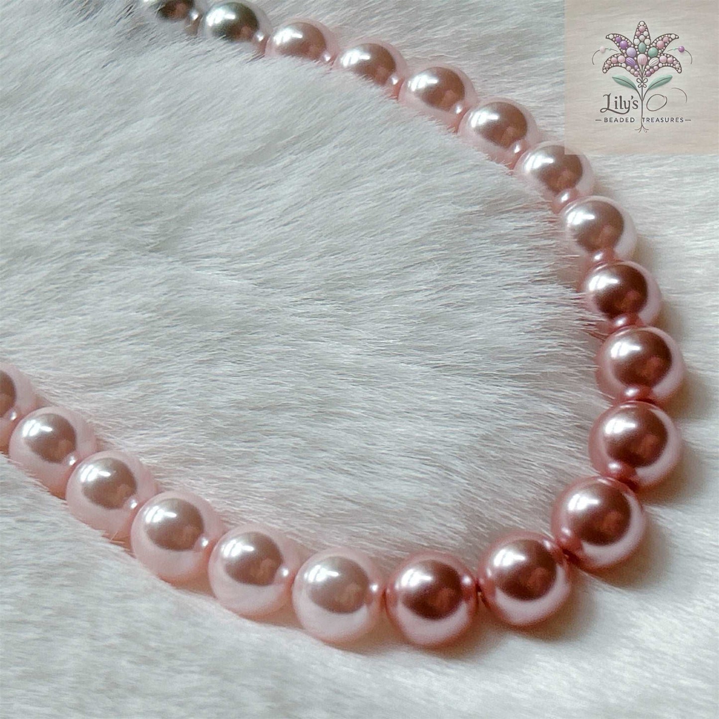 8mm Crystal Pearl Necklace Harry Styles Gradient Pink Color