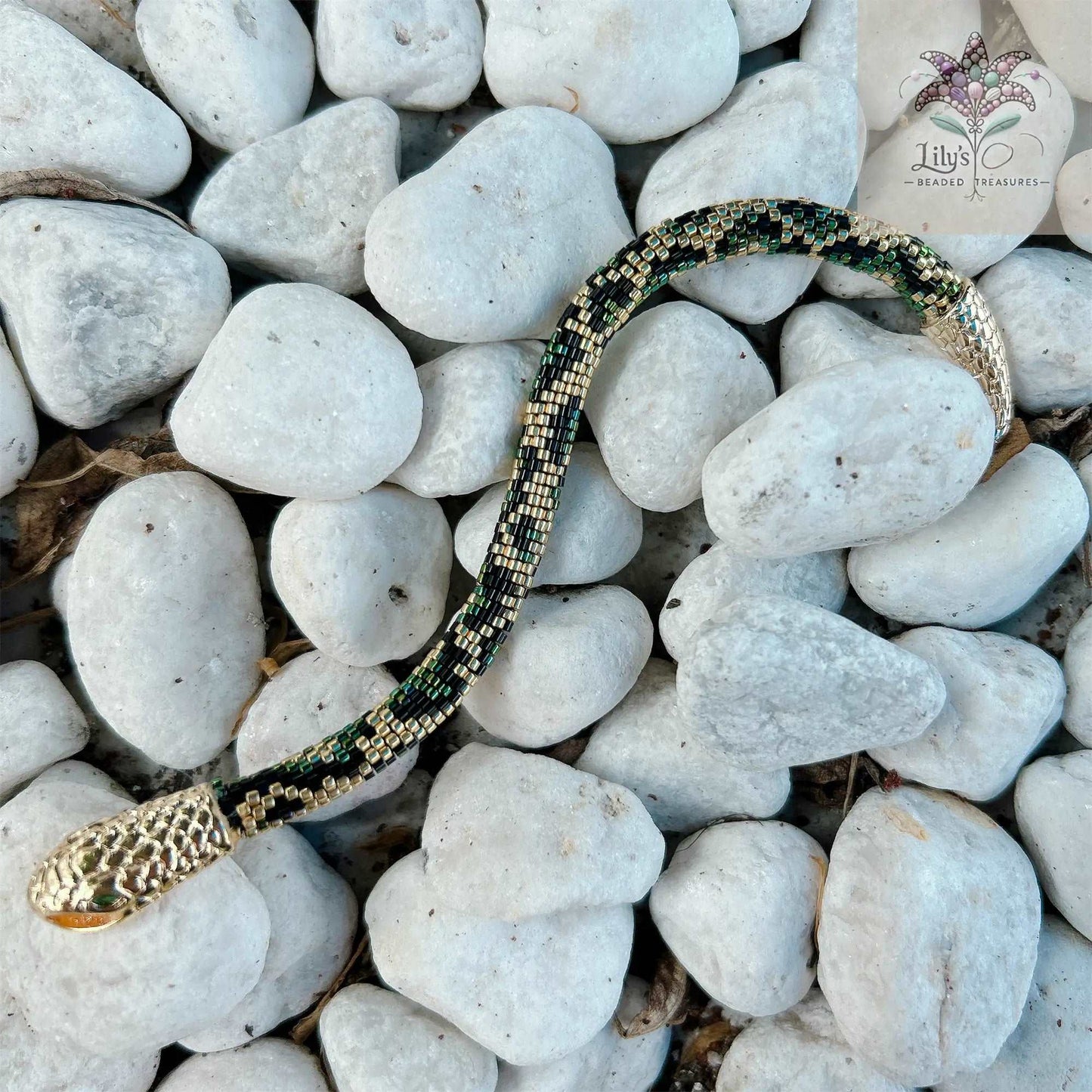 Golden Sparkling Serpent Clasp Snake Chain Bracelet