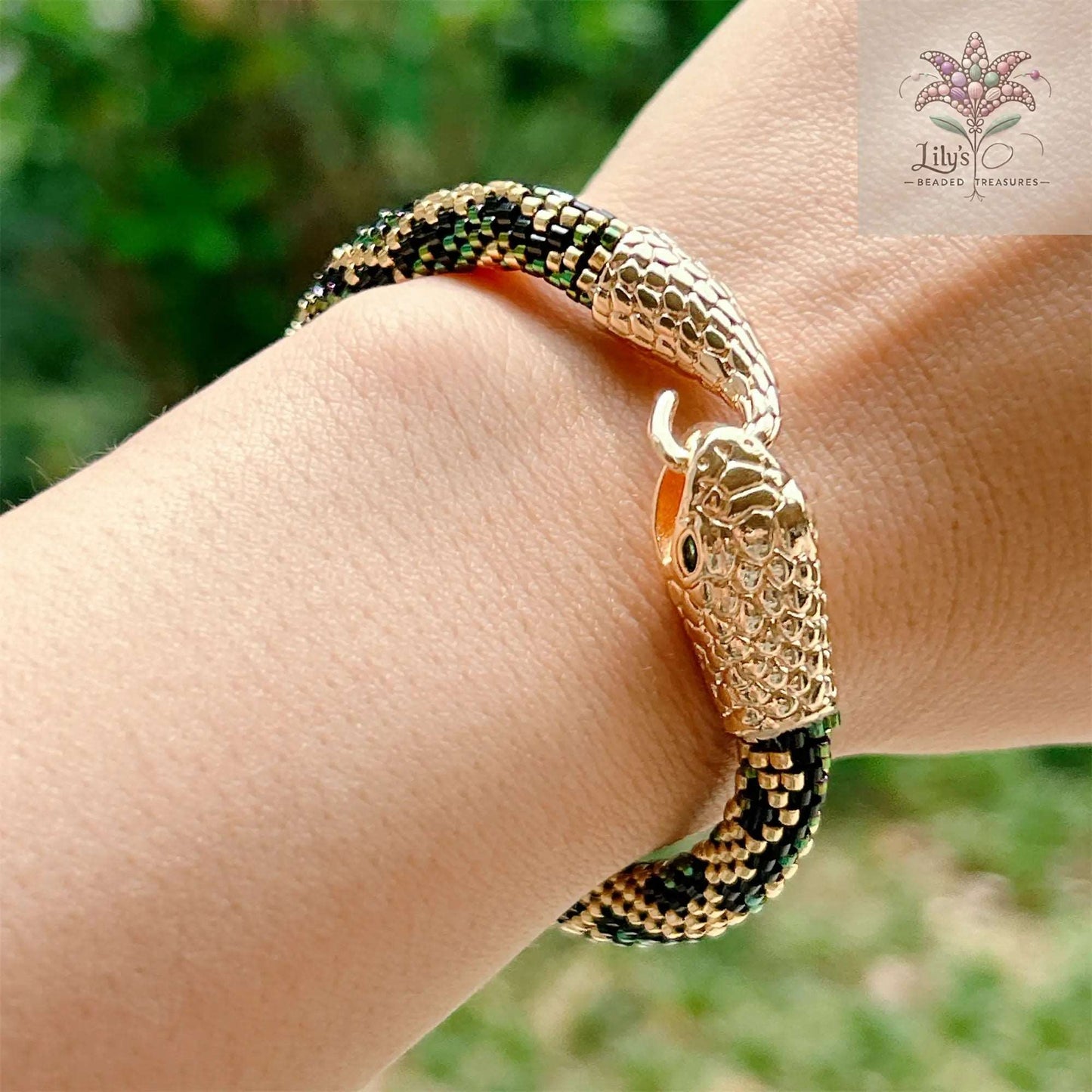 Golden Sparkling Serpent Clasp Snake Chain Bracelet