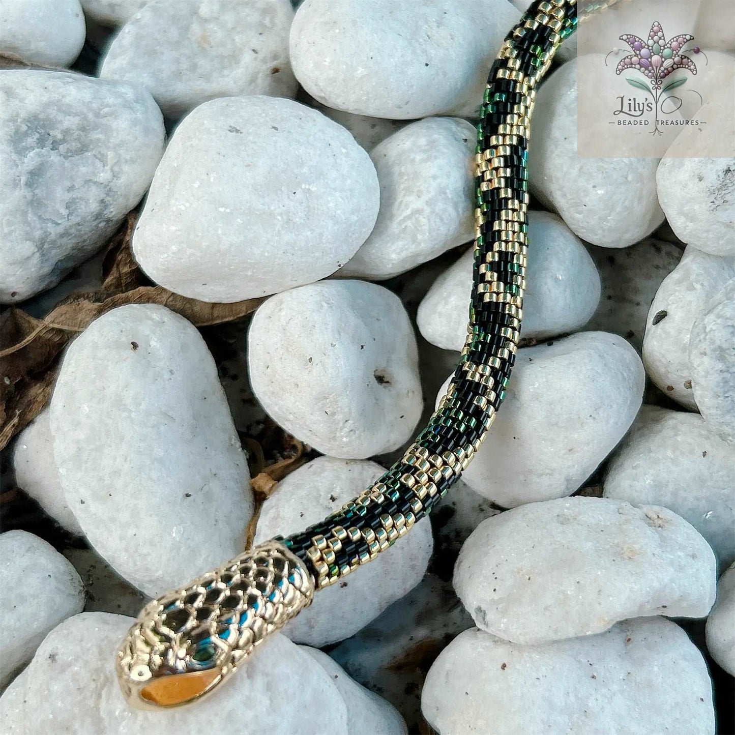 Golden Sparkling Serpent Clasp Snake Chain Bracelet