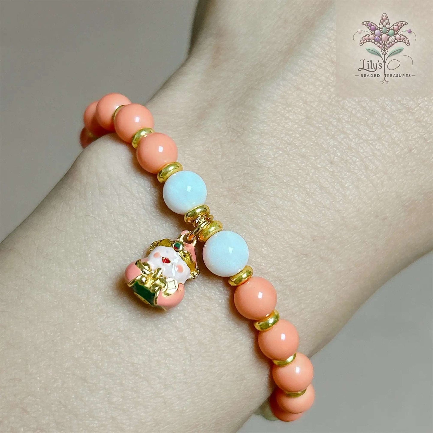 Crystal Pearls Bracelet With God of Wealth Charm