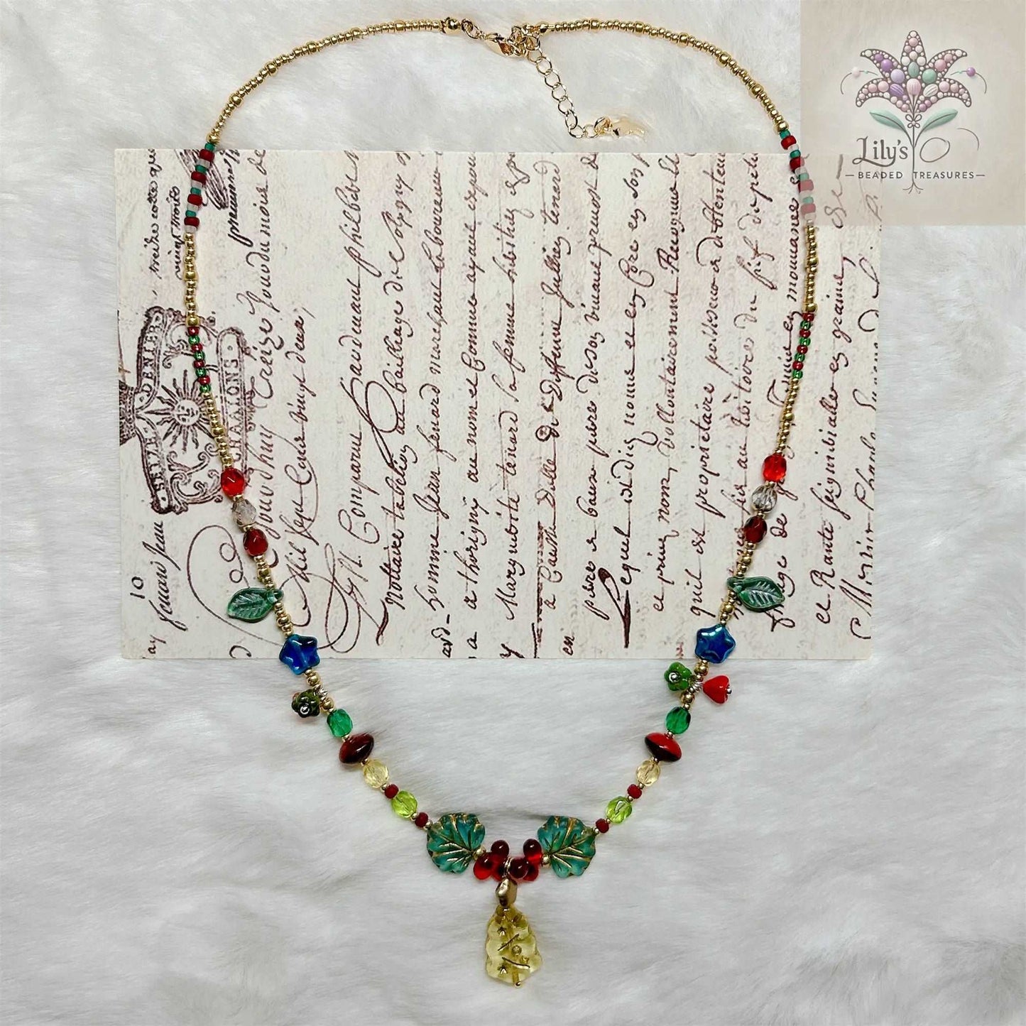 Handmade Multi-color Czech Glass Beads Necklace For Chritmas Gifts