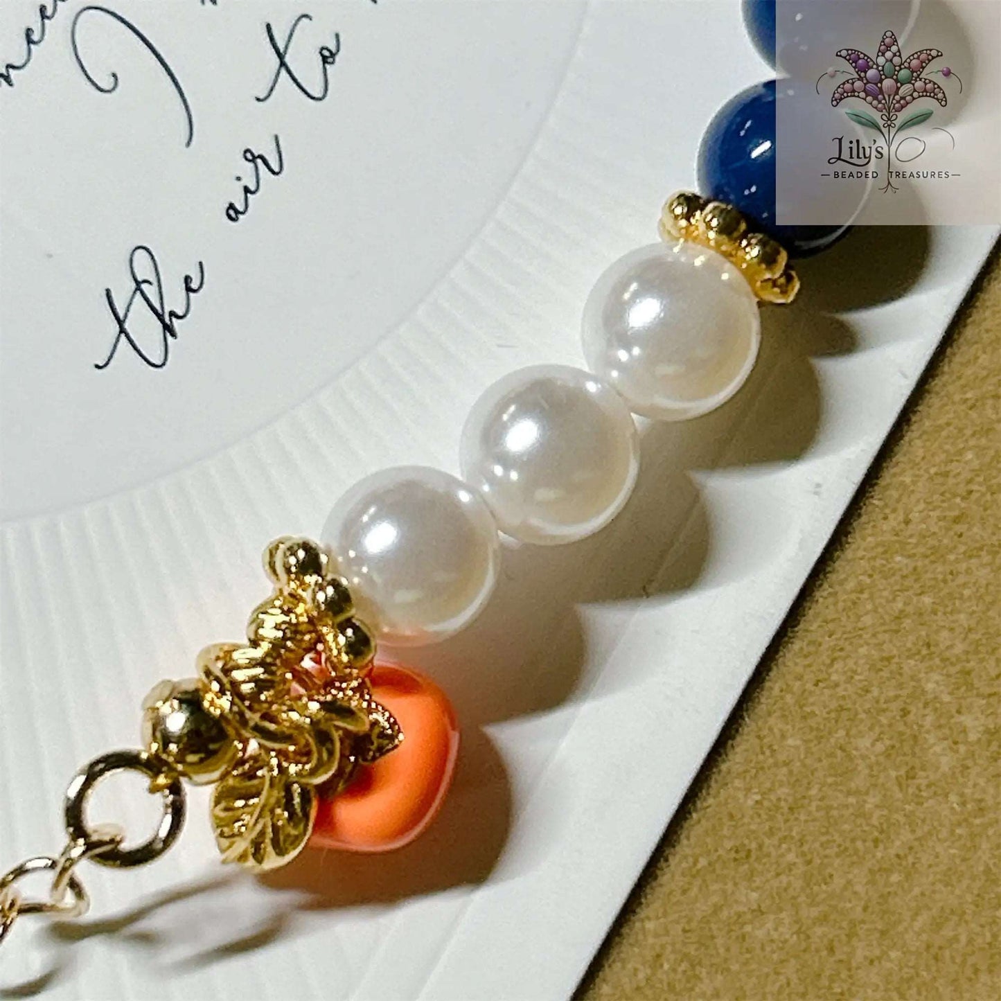 Crystal Pearls Bracelet With Persimmon Charm