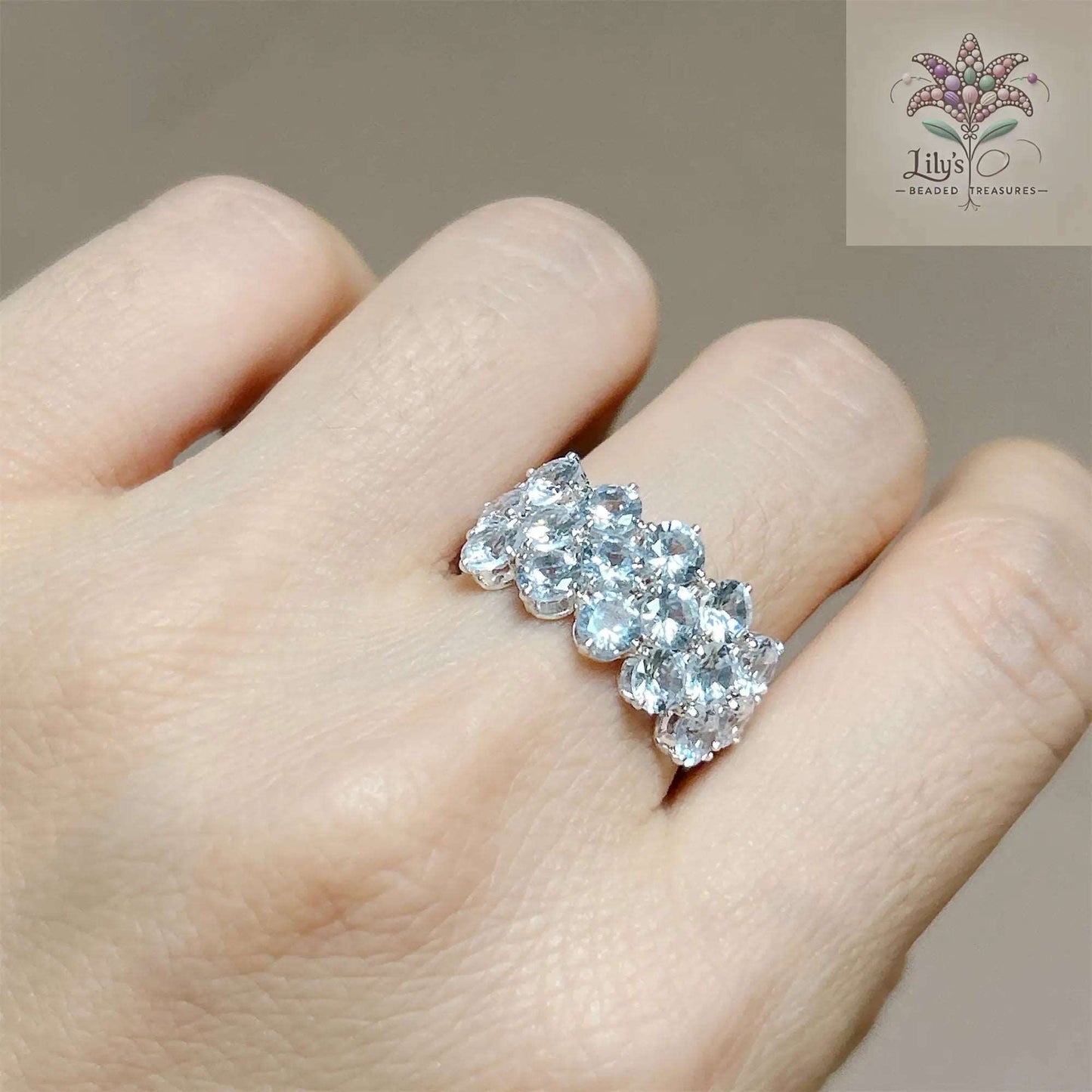 Handmade Beaded Ring With Crystal Rhinestone Small Gift