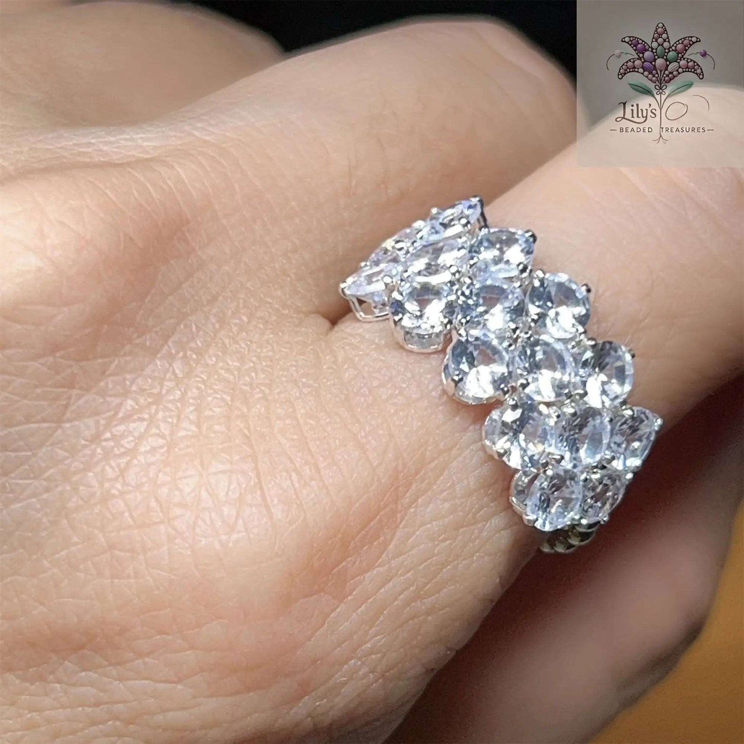 Handmade Beaded Ring With Crystal Rhinestone Small Gift