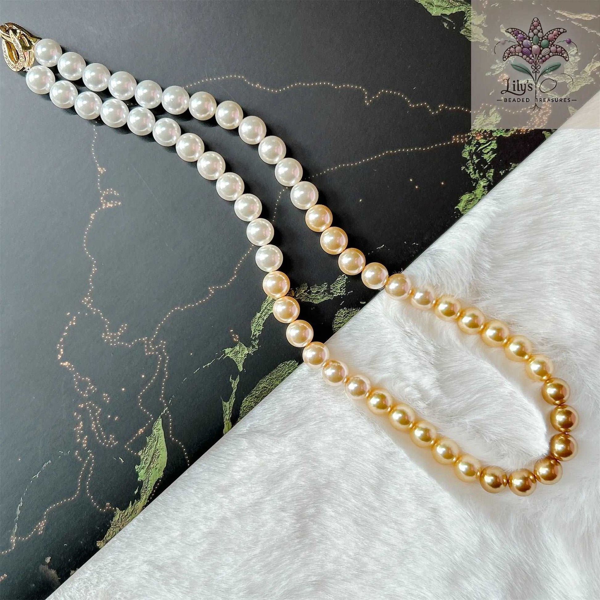 8mm Crystal Pearl Necklace Harry Styles Gradient Yellow Color