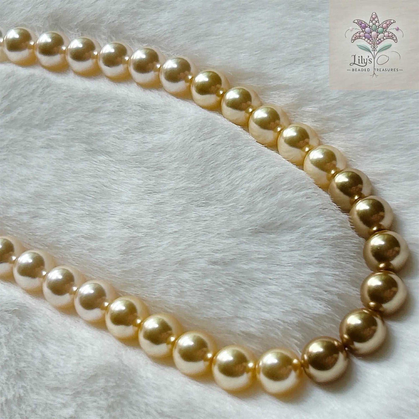 8mm Crystal Pearl Necklace Harry Styles Gradient Yellow Color