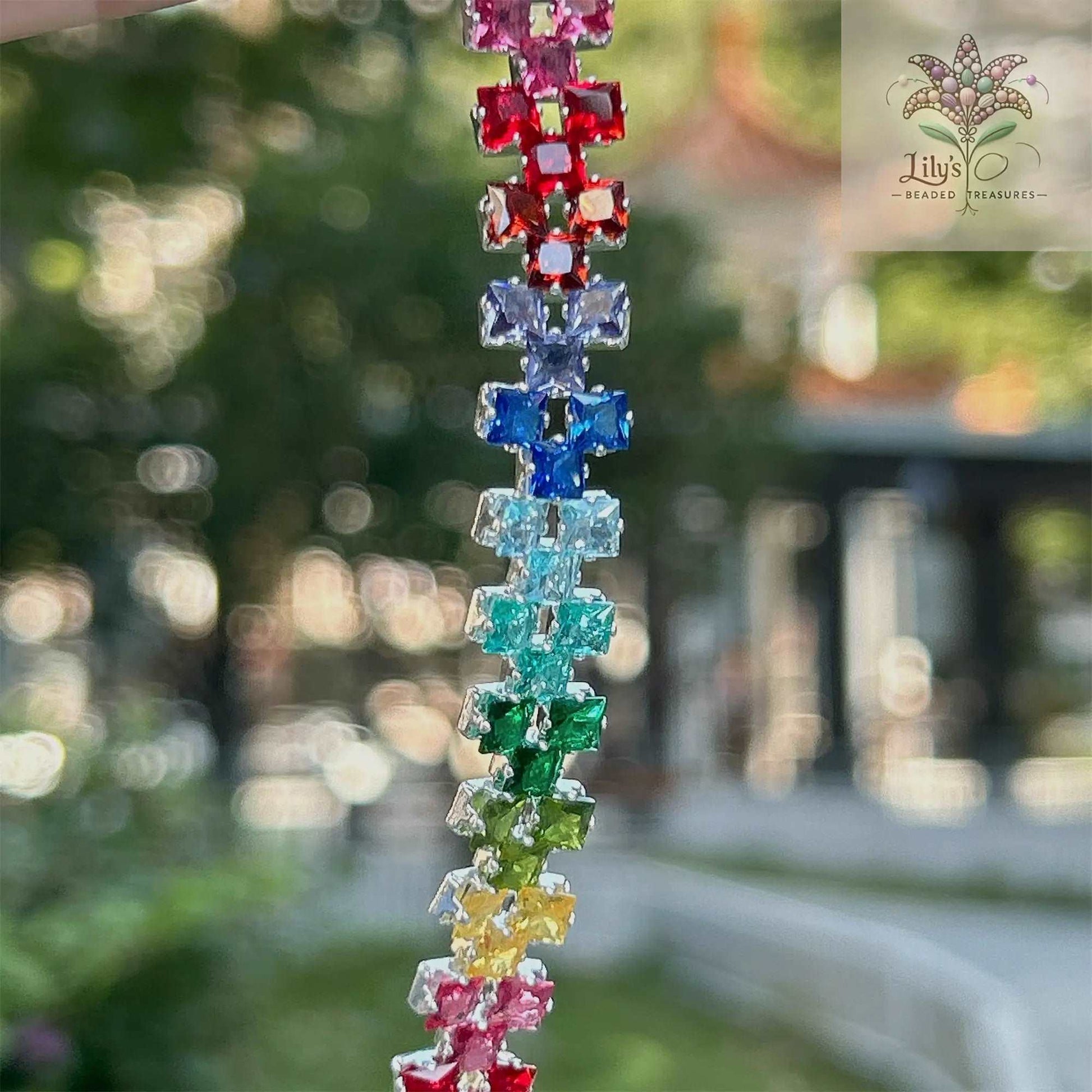 Rainbow Memory Multi-color Glass Crystal Prong Set Bracelet